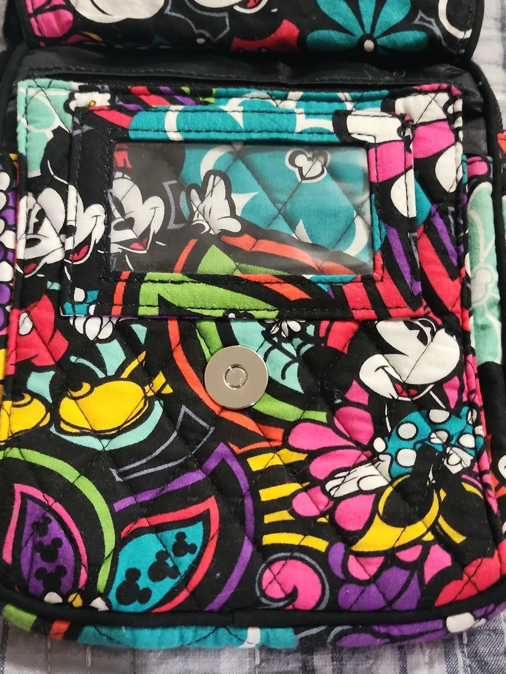 Vera Bradley Black Floral Disney Minnie And Mickey Crossbody Bag - Picture 8 of 9
